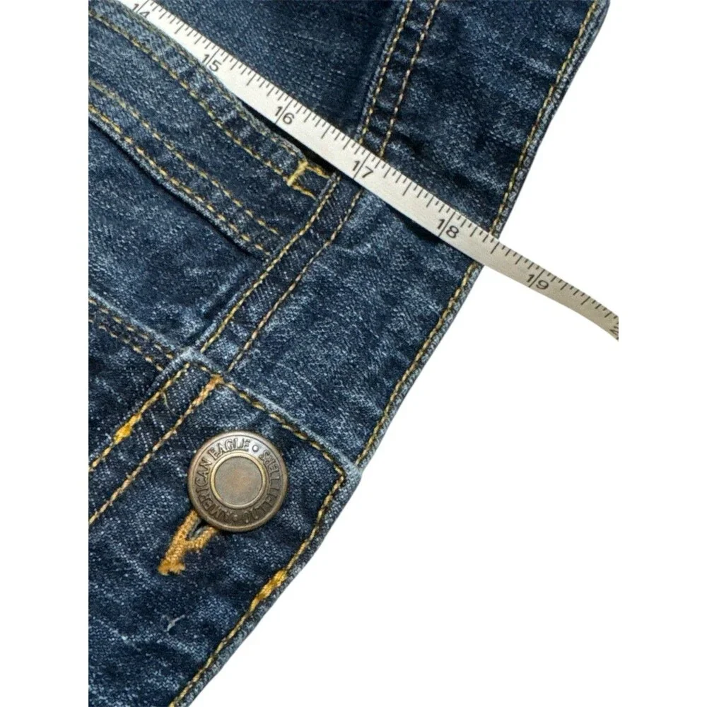 American Eagle Blue Denim Trucker Jacket XS Medium Wash Classic Jean‎ Coat